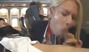 Airline Stewardess Gives Passengers a Private In-Flight Blowjob – Dirty Crew Cum Filled Anal