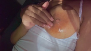 Curvaceous 18-year-old Latina, eager and dripping wet pre-dawn, seductively teases with her perky tits in a titillating solo morning show.
