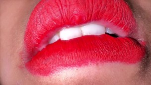 Horny Morocco Teen Licks Her Lips Slowly, Red Lipstick Shining While Teasing With Sensual ASMR Sounds