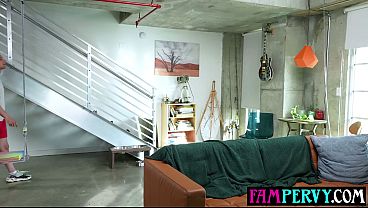 Busty Brunette Slut Naughtily Seduces Big Cocked Stepbro