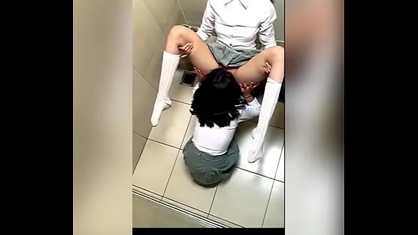 Two Dominant Latina Schoolgirls Touching in School Bathroom!
